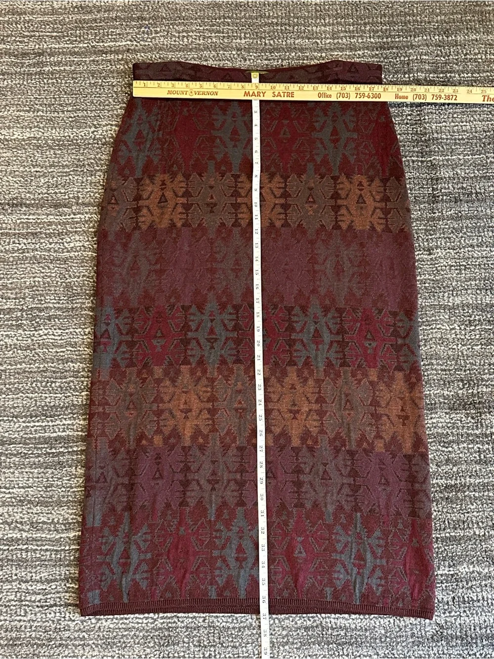 Peruvian Connection Baby Alpaca Blend Midi Skirt Size XL Patterned Aztec Print